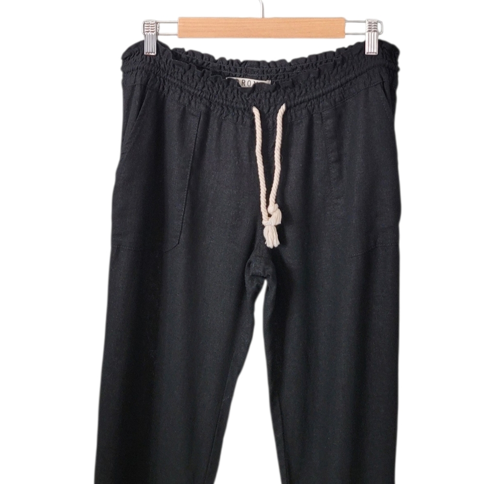 Roxy Ocean Side Linen Blend Beach Pants in Black - Picture 9 of 15